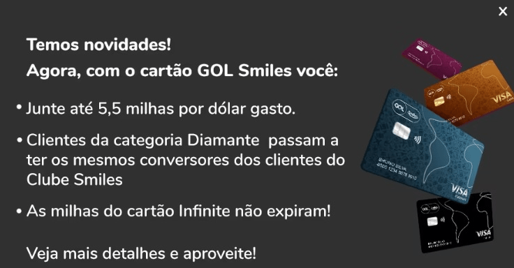 Novidades Cartão Gol Smiles
