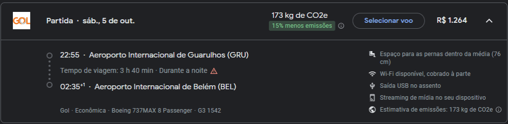 Emissão GOL - GRU - BEL