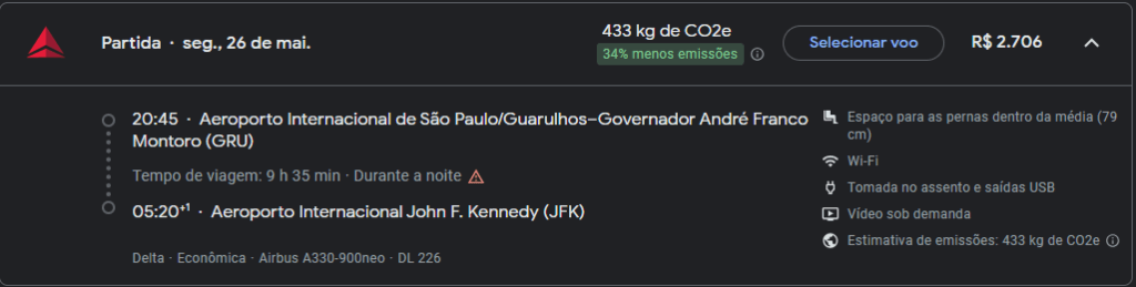 Tabela Fixa Latam: GRU - JFK Dinheiro