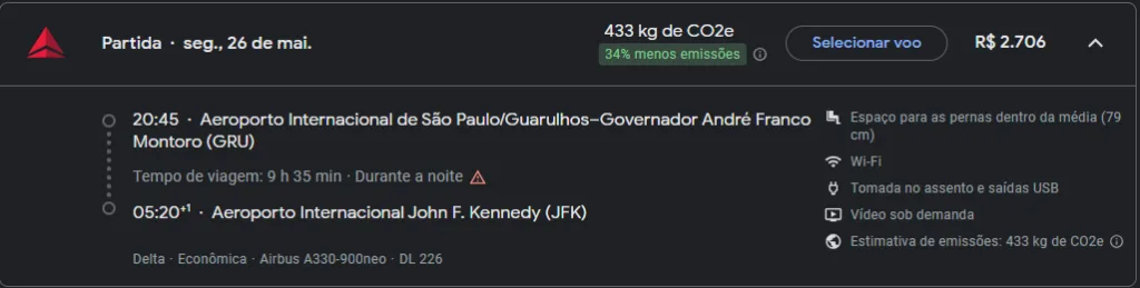 Tabela Fixa Latam: GRU - JFK Dinheiro