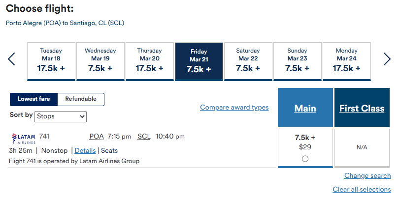 POA - SCL - Alaska Airlines Detalhes