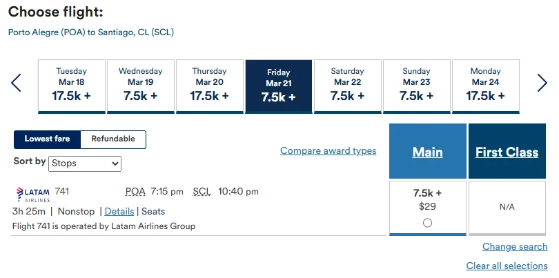POA - SCL - Alaska Airlines Detalhes